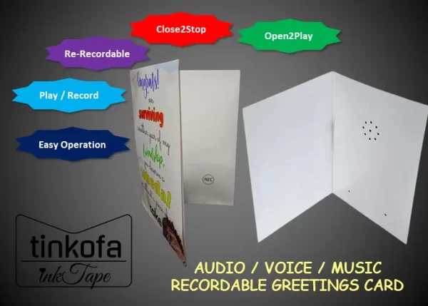 tinkofa inkTape audio voice recordable music greetings card with Designer Front Page